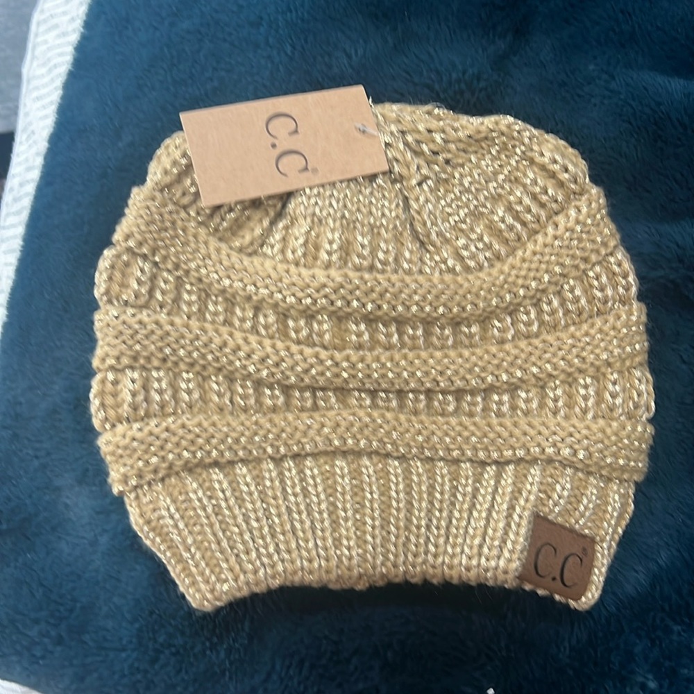 NWT metallic gold beanie